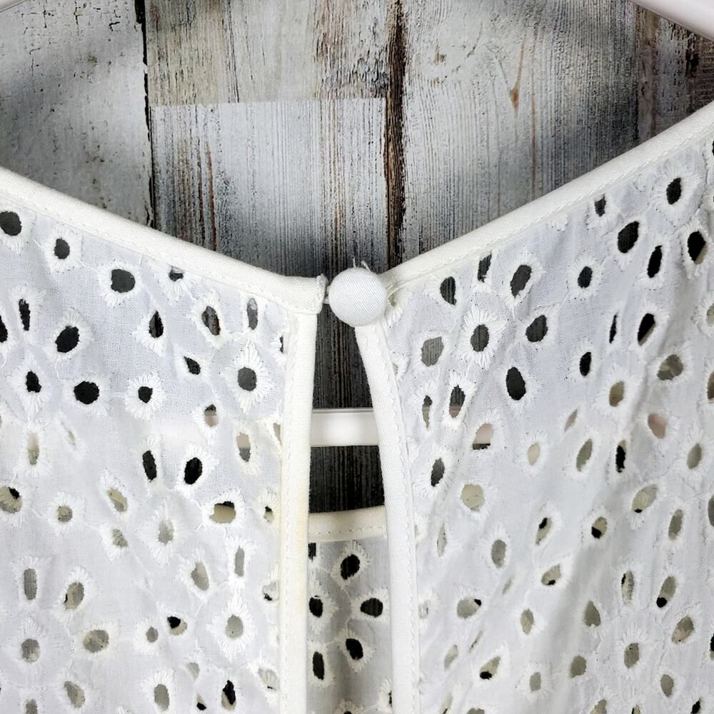 Eliza J Eyelet Fit & Flare Dress White Size 8 - Picture 10 of 11